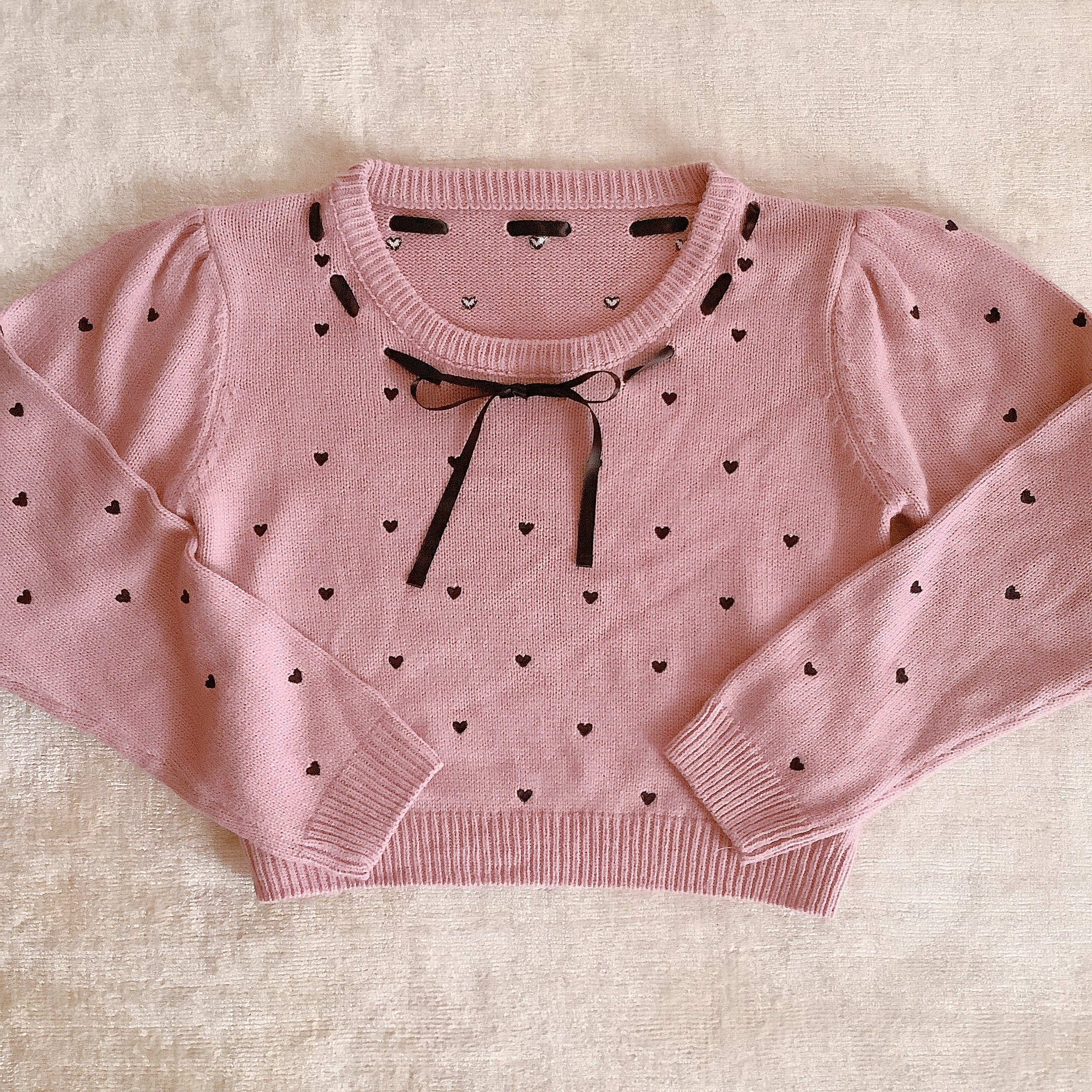 evelyn Heart Pink Knit