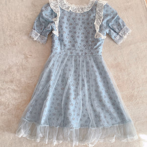 BUBBLES Blue Gingham Check Tulle Dress