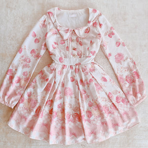 LIZ LISA x My Melody Melo Melo Strawberry Long Sleeve Dress