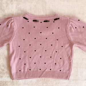 evelyn Heart Pink Knit