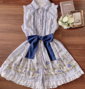 axes femme Blue Rose & Ribbon Check Dress