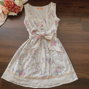 Fint Floral Ivory Jumper Dress w/ Brown Blouse Set