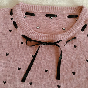 evelyn Heart Pink Knit