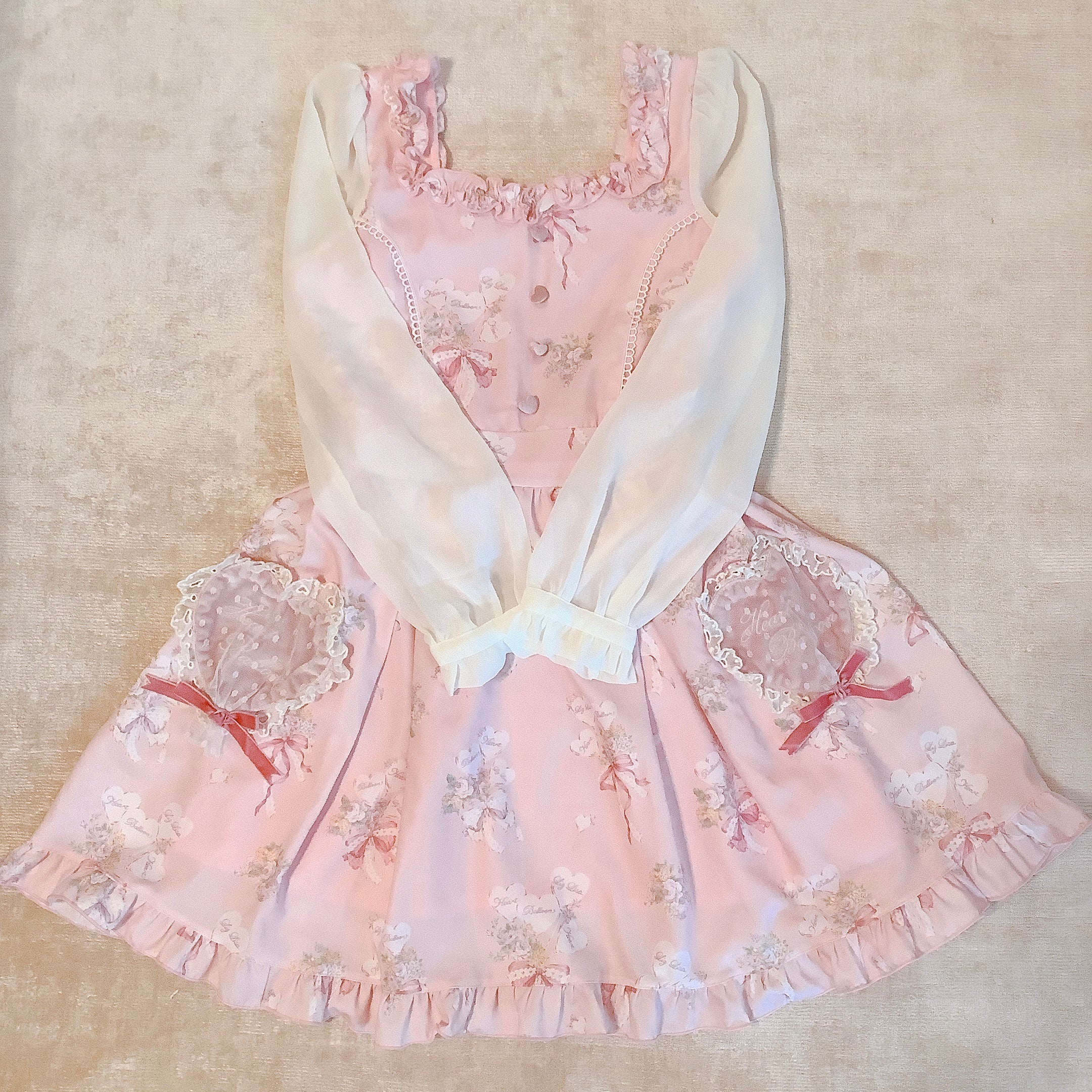 LIZ LISA Heart Balloons Pink Long Sleeve Dress