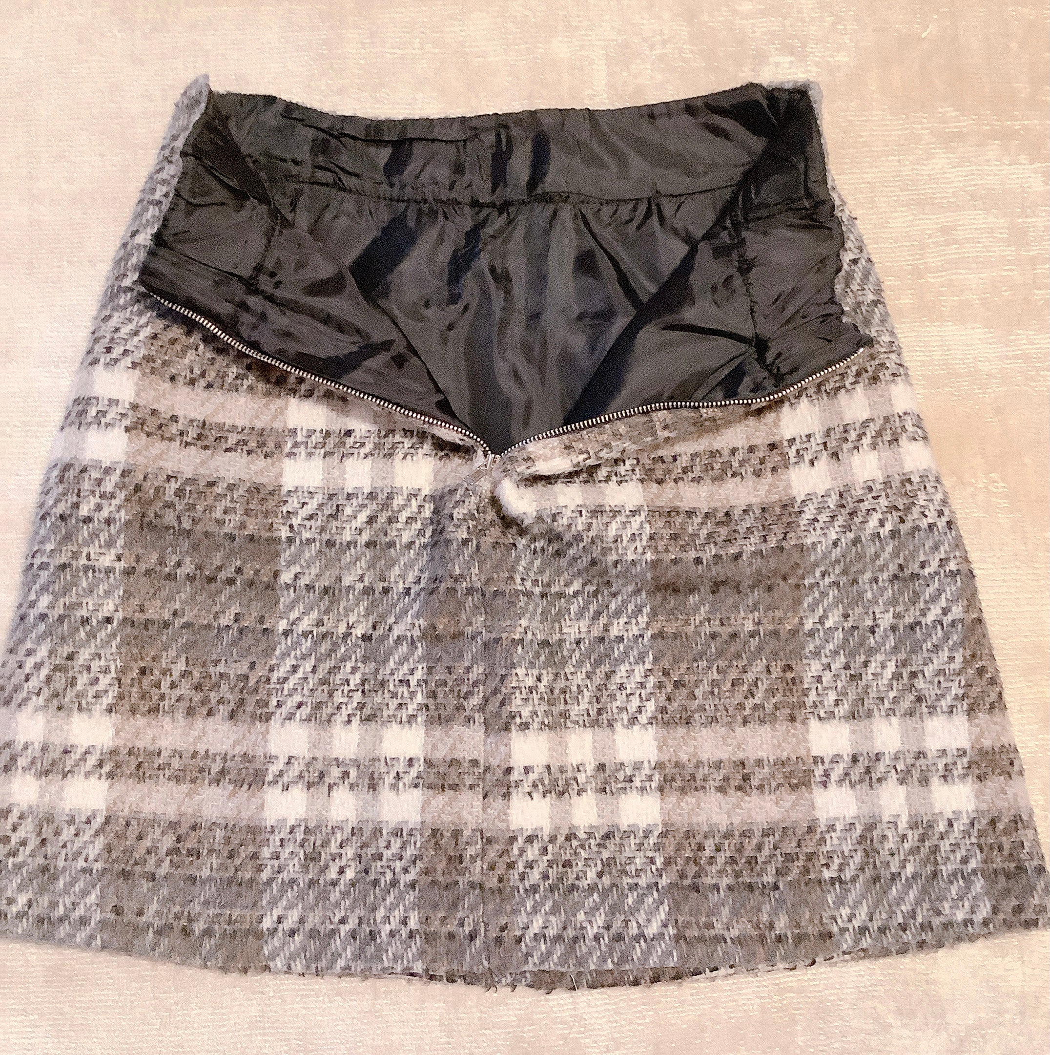 Honey Cinnamon Fur Pocket Check Mini Skirt