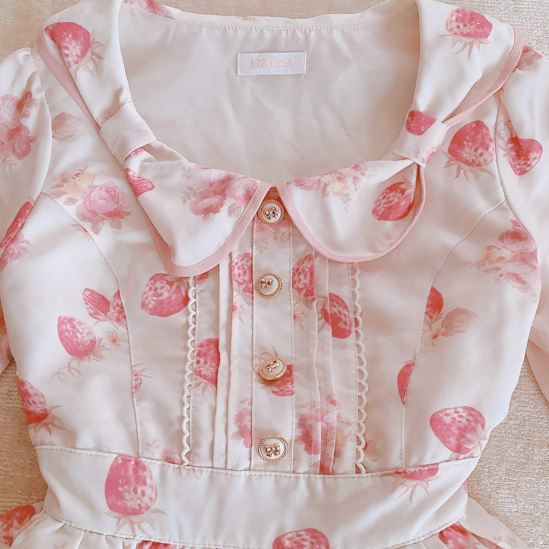 LIZ LISA x My Melody Melo Melo Strawberry Long Sleeve Dress