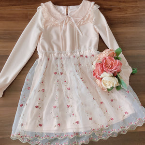 LIZ LISA Rose Embroidered Tulle Skirt Dress