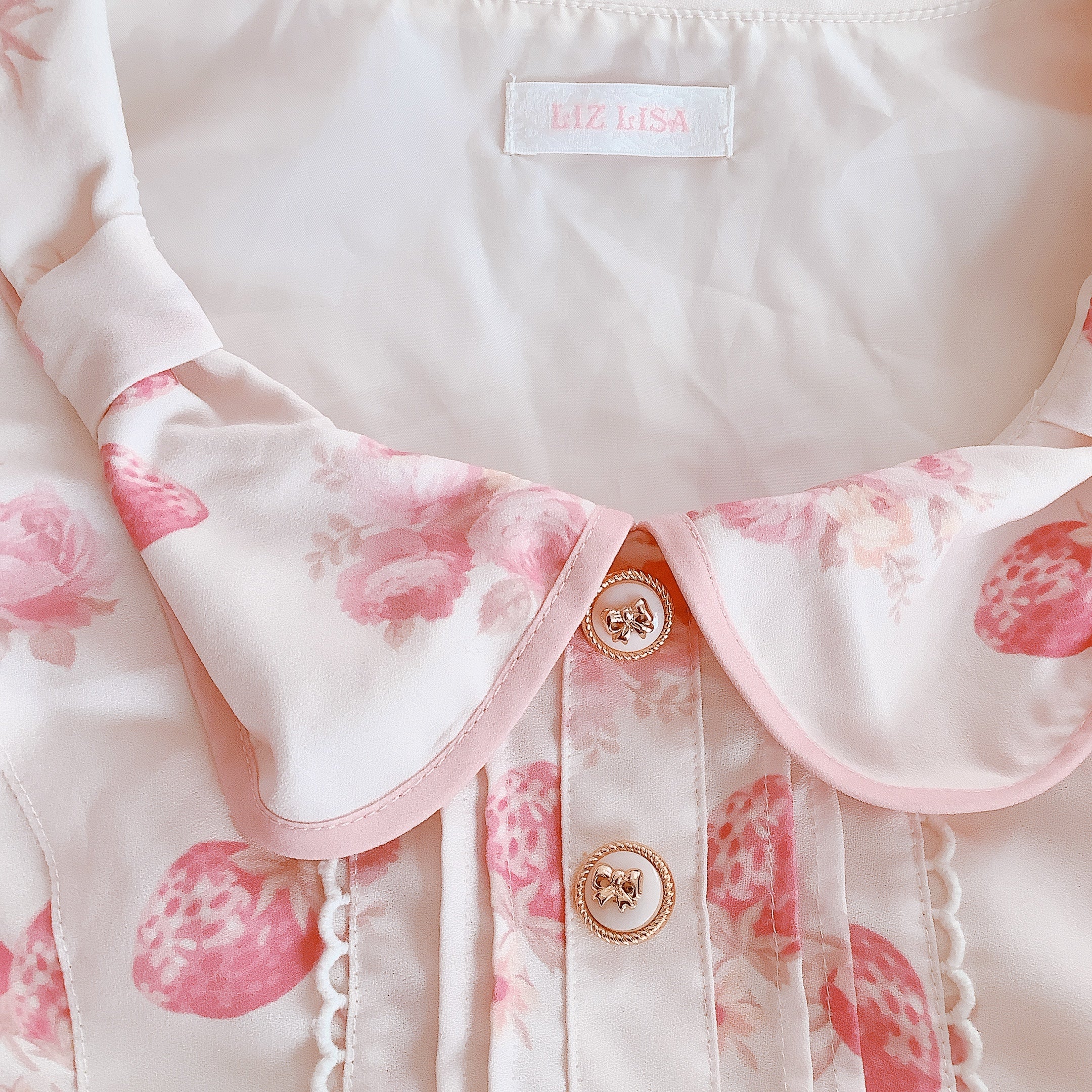 LIZ LISA x My Melody Melo Melo Strawberry Long Sleeve Dress