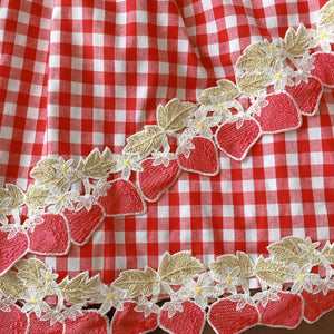 LIZ LISA Strawberry Red Gingham Check Off-Shoulder Dress