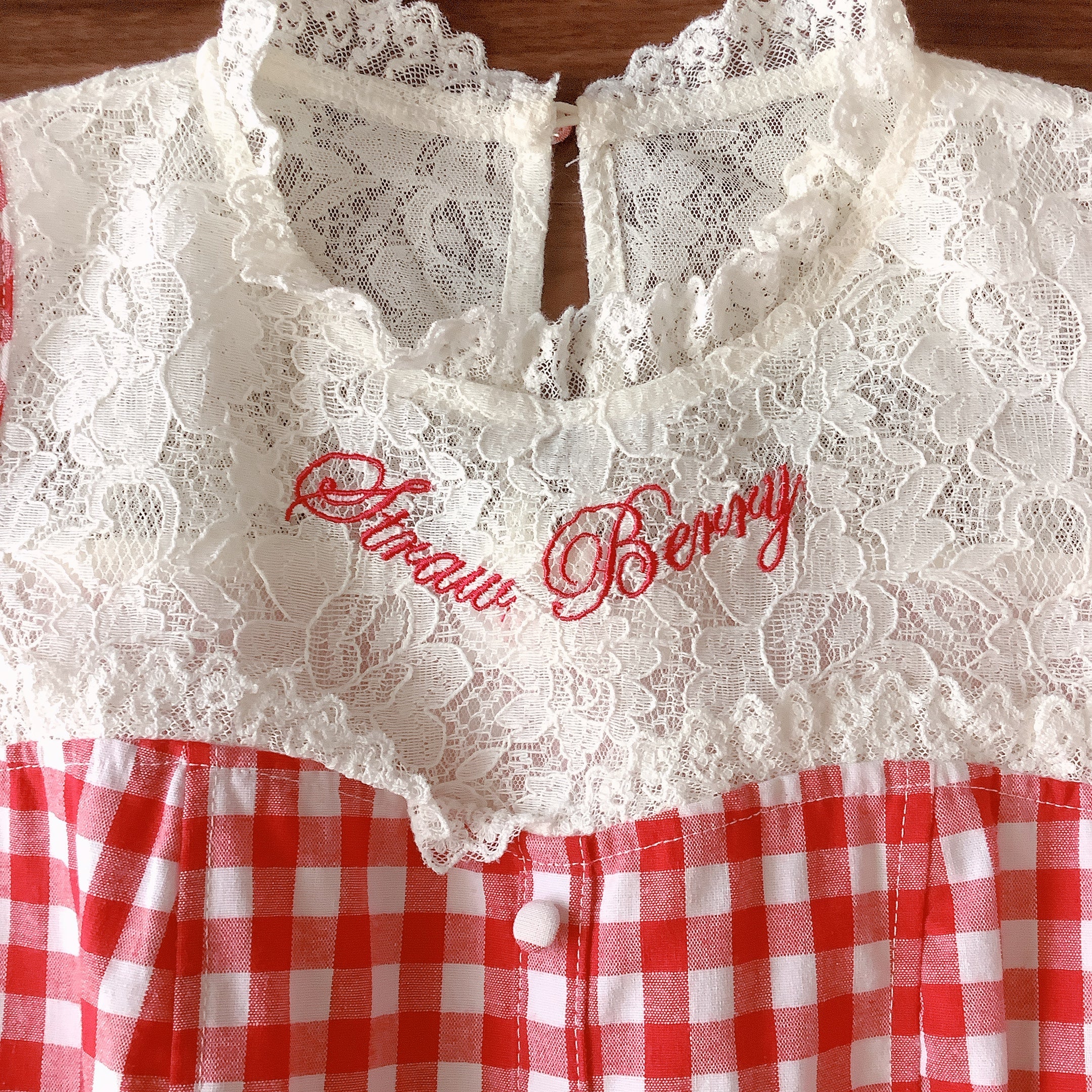 LIZ LISA Strawberry Red Gingham Check Off-Shoulder Dress