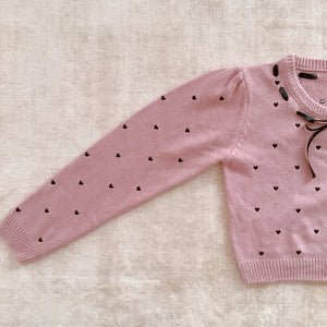 evelyn Heart Pink Knit