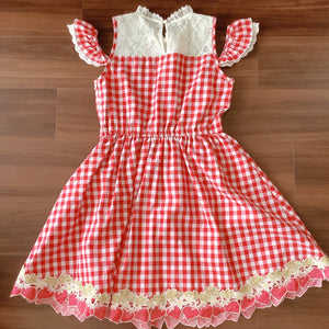 LIZ LISA Strawberry Red Gingham Check Off-Shoulder Dress