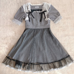 BUBBLES Black Gingham Check Tulle Dress