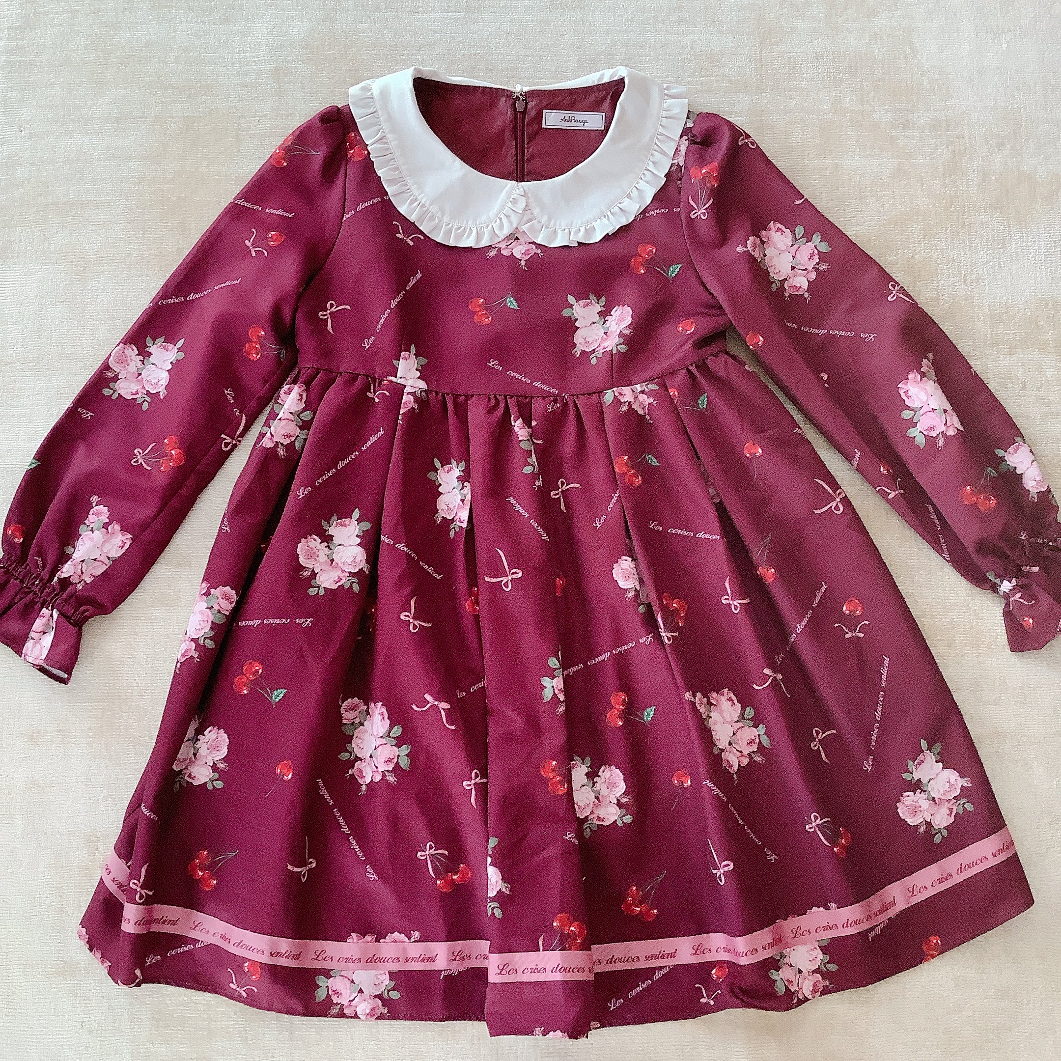 Ank Rouge Rose x Cherry Long Sleeve Baby Doll Dress