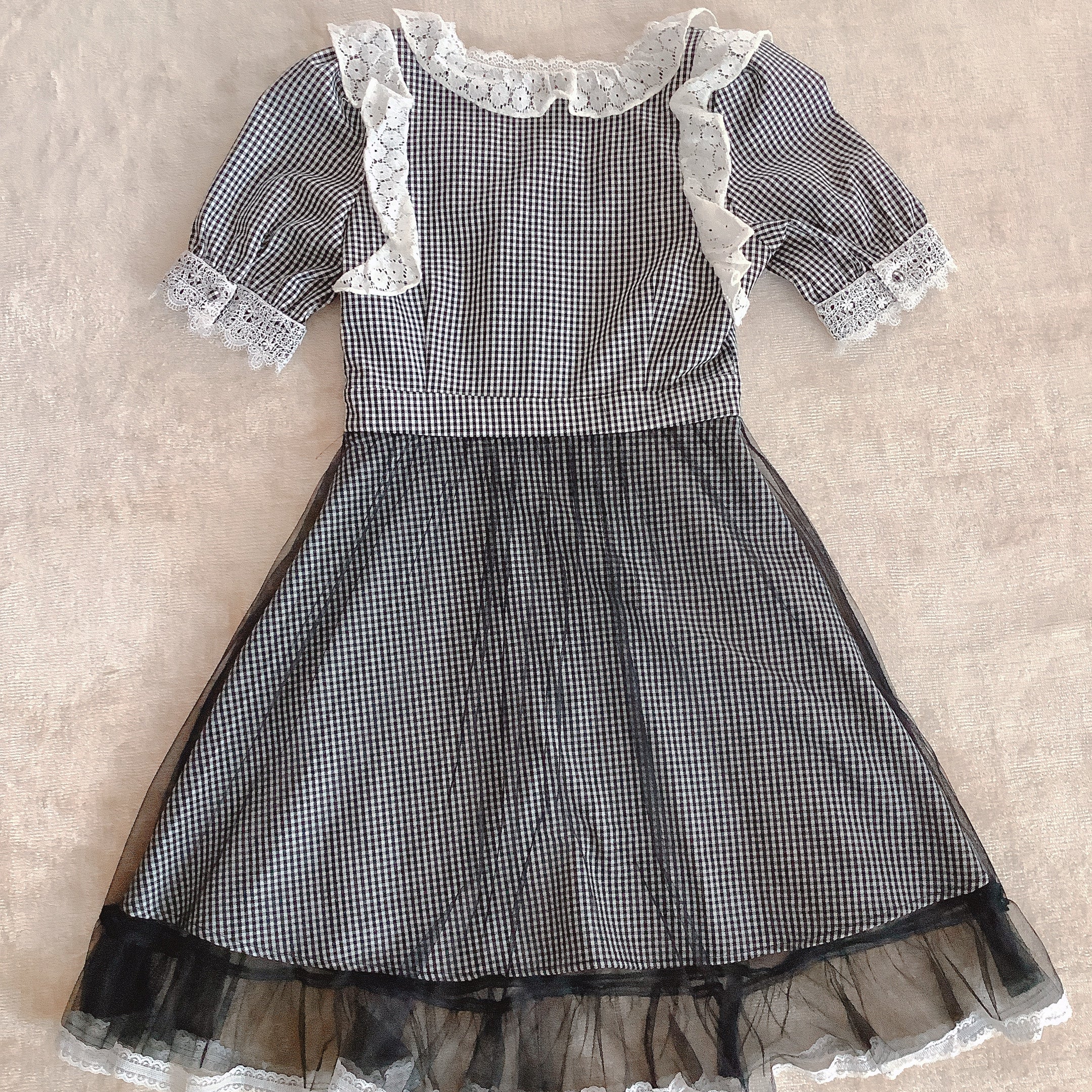 BUBBLES Black Gingham Check Tulle Dress