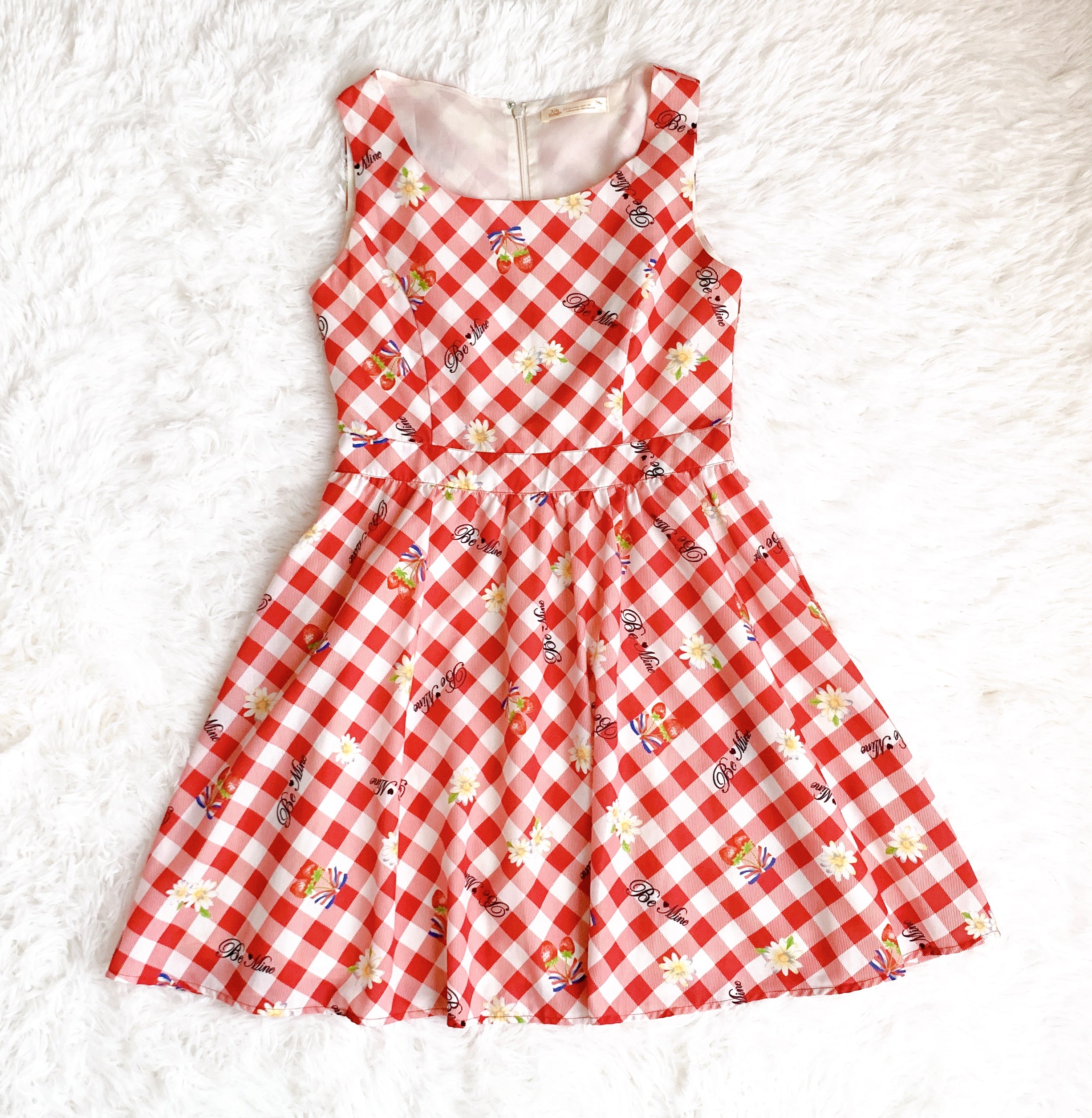 Ank Rouge Red Gingham Check Cherry Dress