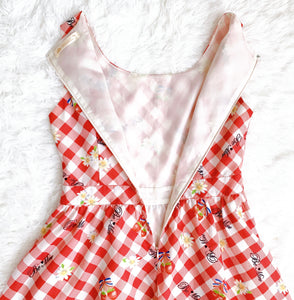 Ank Rouge Red Gingham Check Cherry Dress