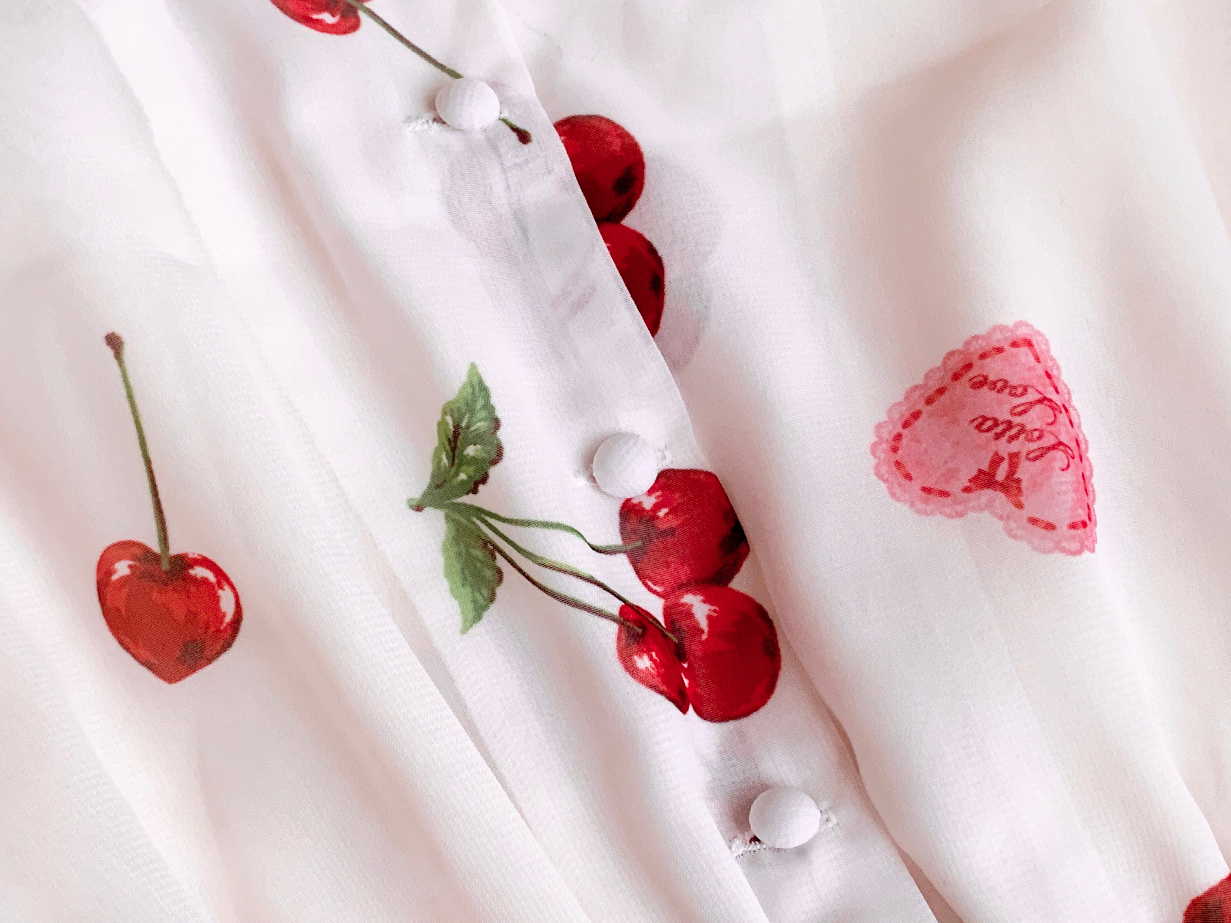 Ank Rouge Heart  & Cherry Half Sleeve Dress