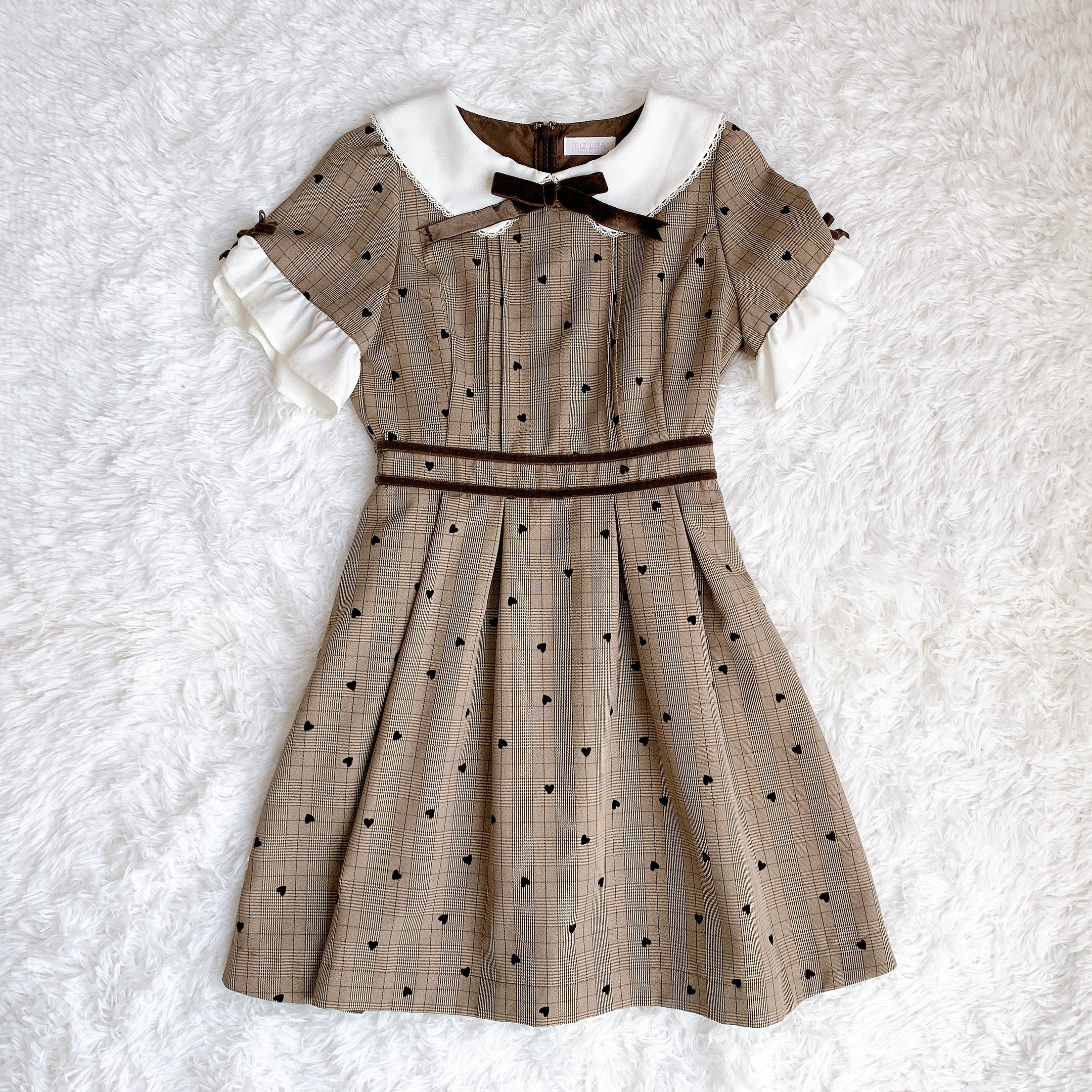 LIZ LISA Glen Check Heart Brown Dress