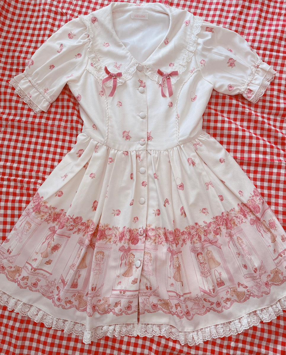 LIZ LISA Dress Up Doll Pattern Girly Dress