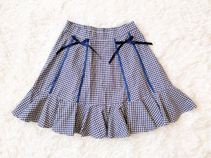 evelyn Gingham Check Skirt (Blue)