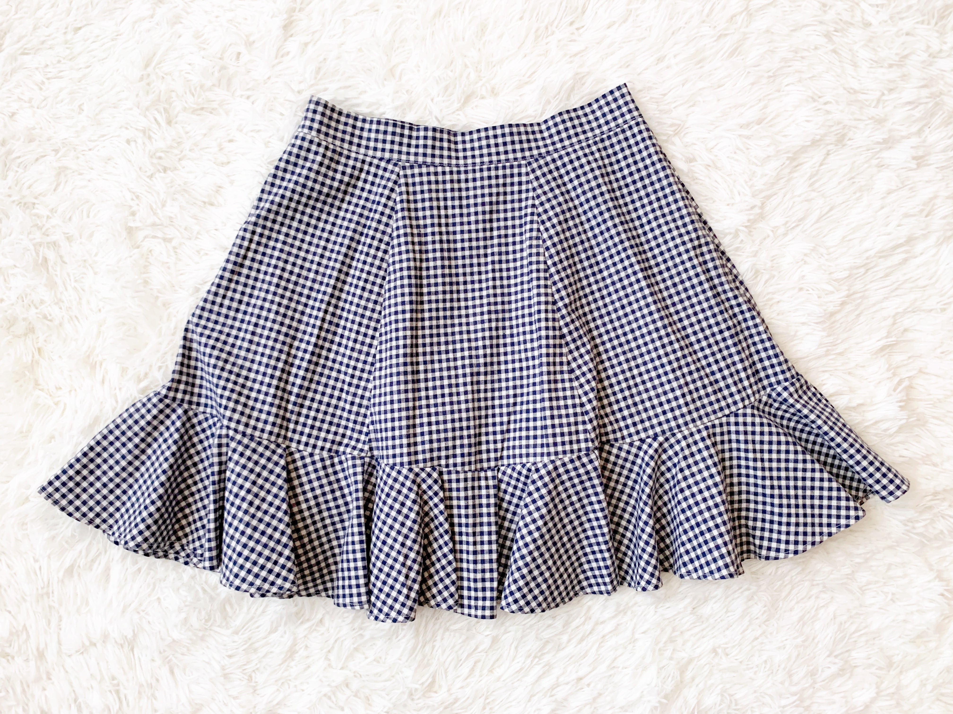 evelyn Gingham Check Skirt (Blue)