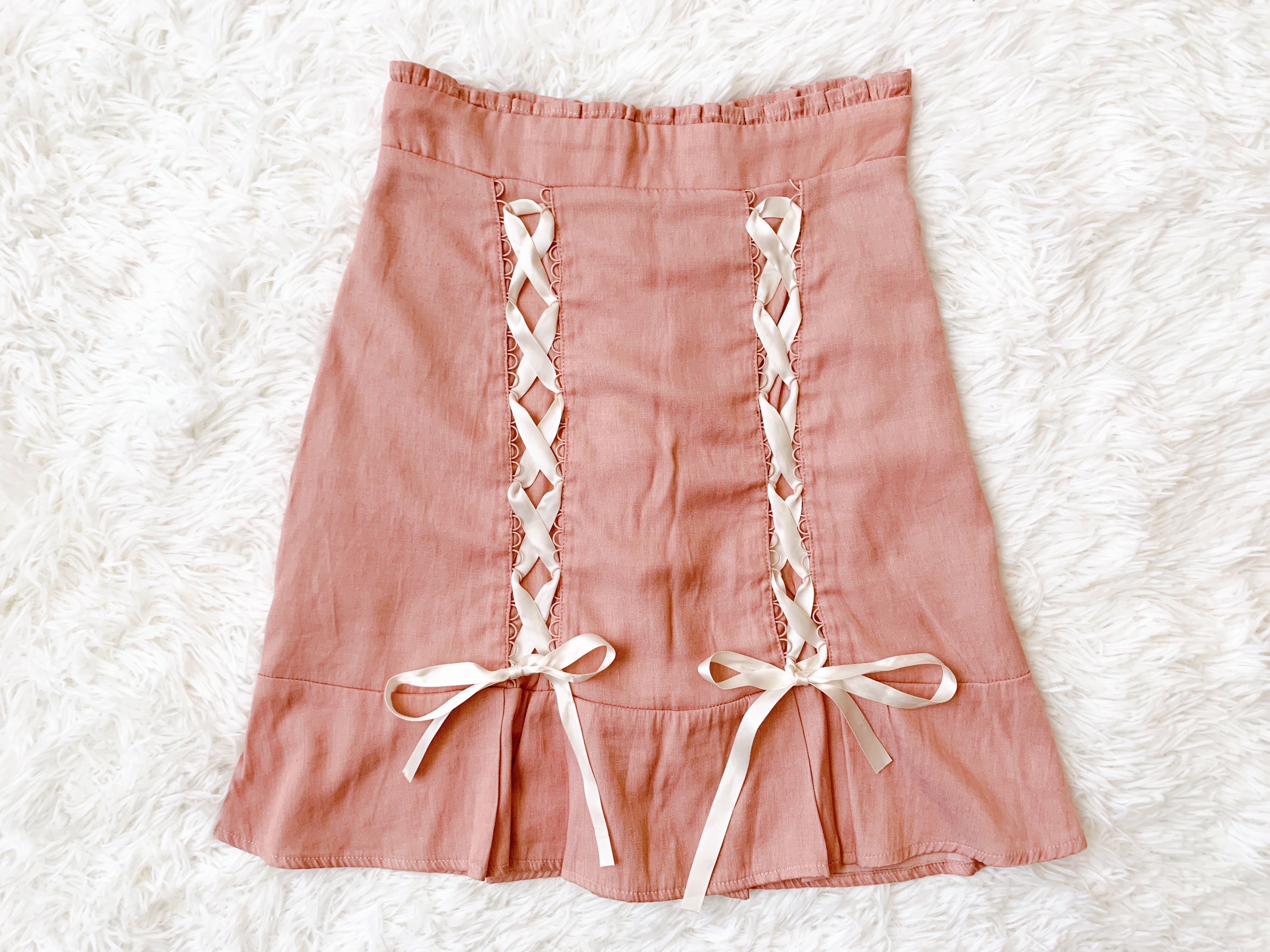Secret Honey Ribbon Braded Skirt (Pink)