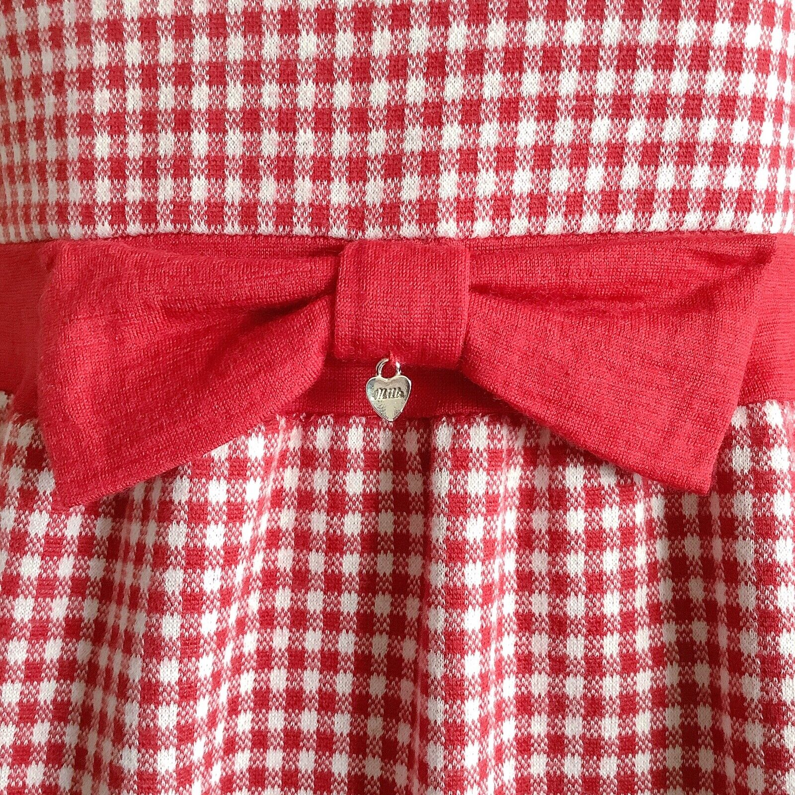 MILK Red Gingham Check Long Sleeve Wool Dress