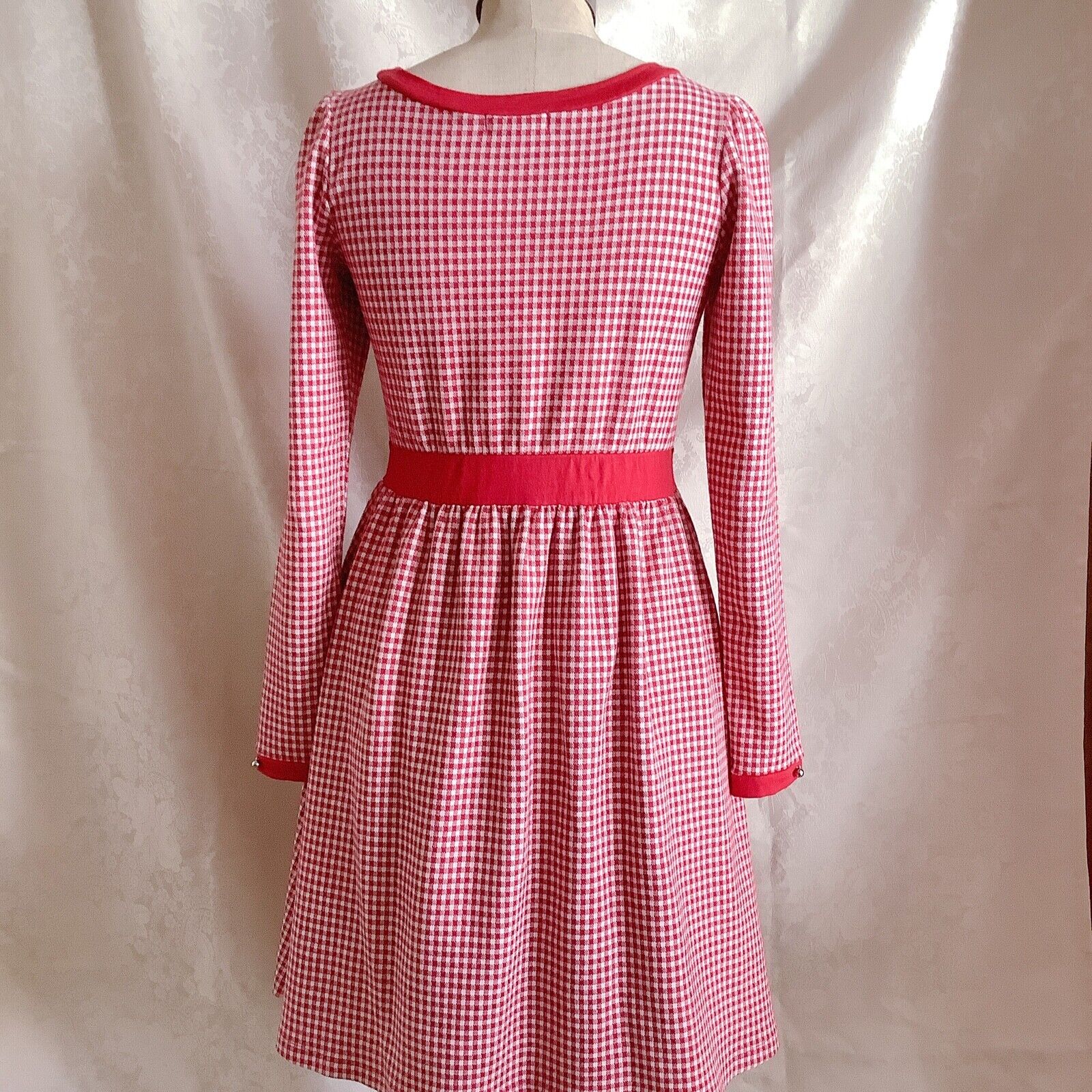 MILK Red Gingham Check Long Sleeve Wool Dress