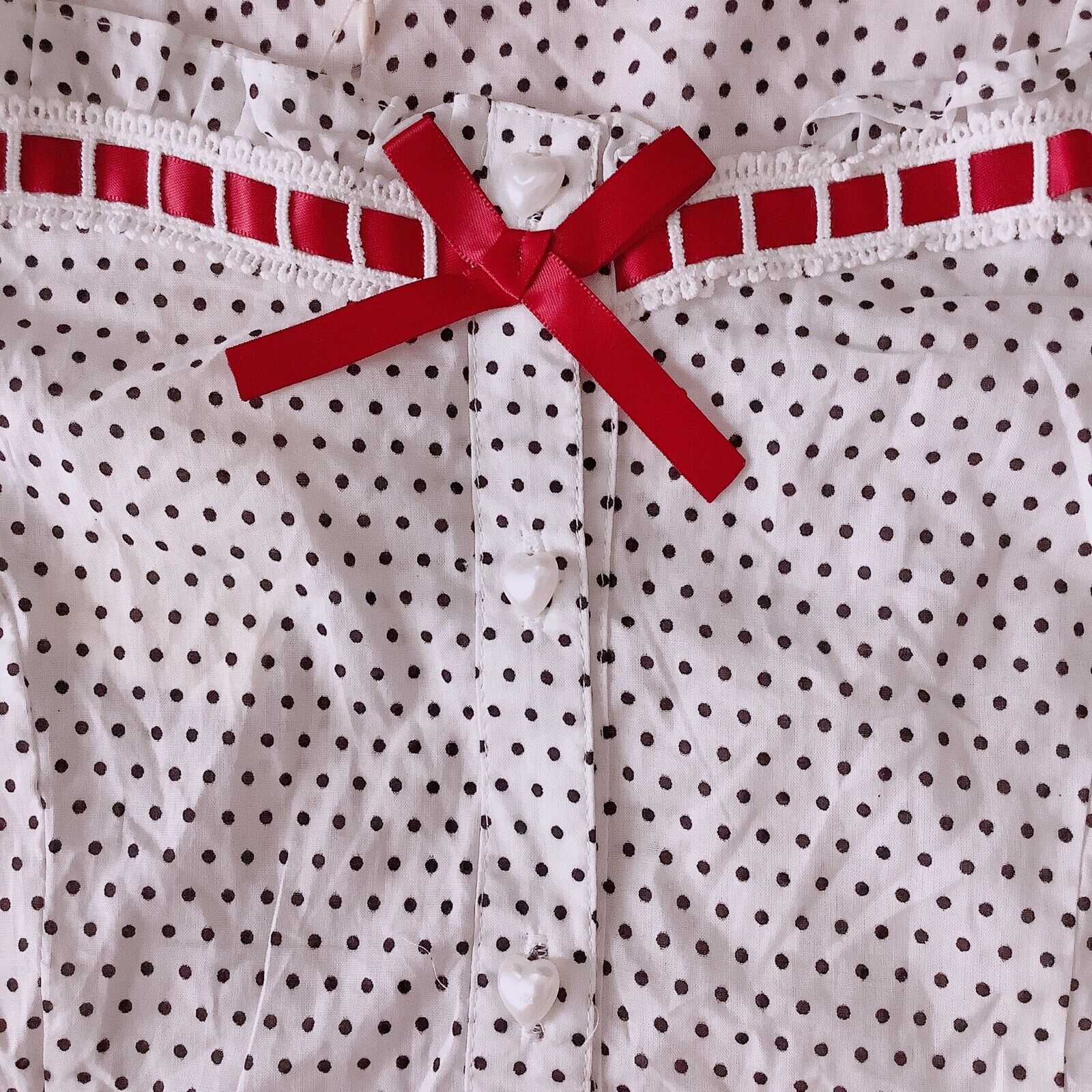 Ank Rouge Polka Dot Ribbon Blouse (White) New with tags