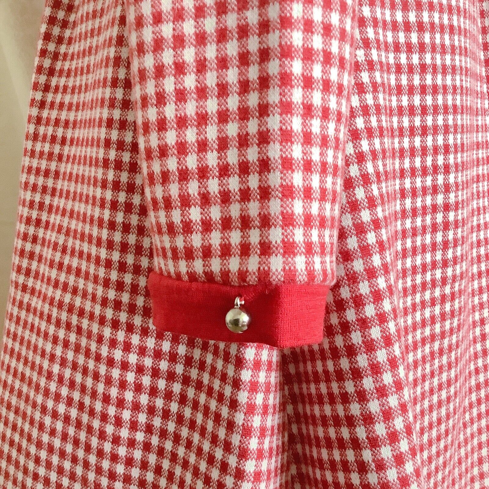 MILK Red Gingham Check Long Sleeve Wool Dress