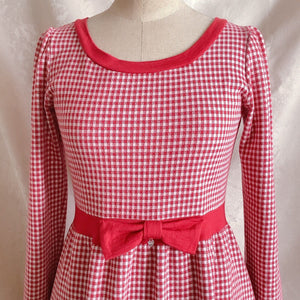 MILK Red Gingham Check Long Sleeve Wool Dress